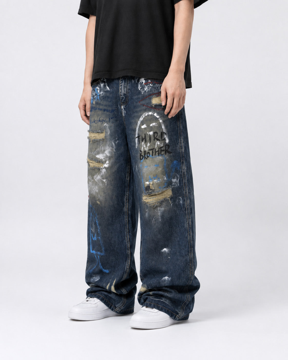Third Brother Ripped Denim Jeans , - Streetwear Jeans - Slick Street