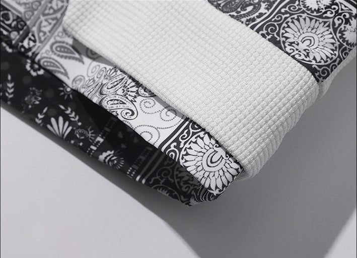 TwoTone Waffle Knit Layered Sweatshirt , - Streetwear Sweatshirts - Slick Street