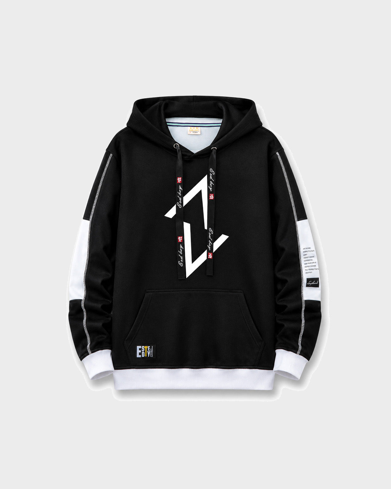 Gridline Contrast Hoodie , - Streetwear Hoodie - Slick Street