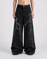 Voltage Wide-Leg Jeans Black, 28 - Streetwear Jeans - Slick Street