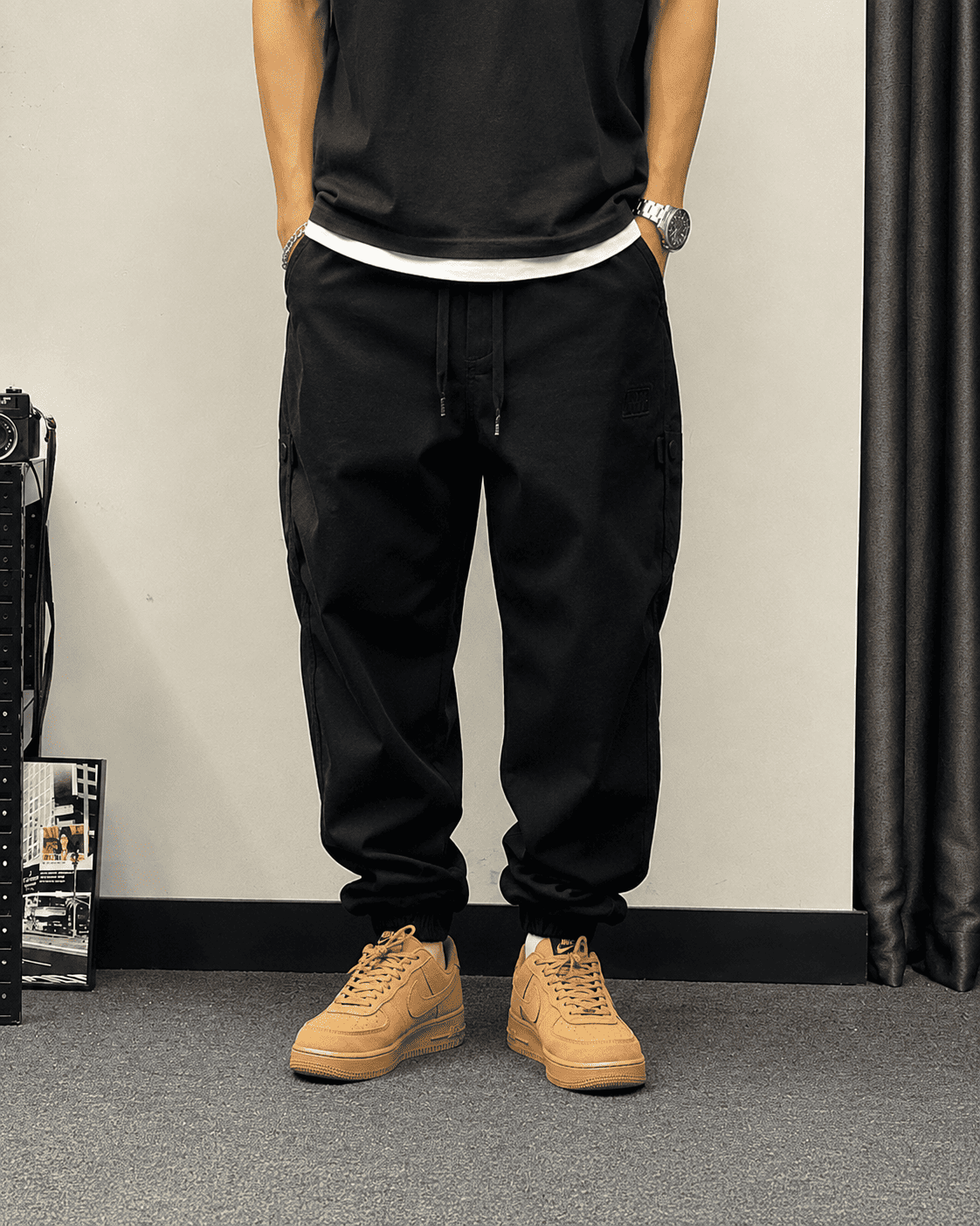 Washed Utility Panel Joggers , - Streetwear Pants - Slick Street
