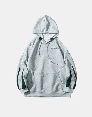 Forever Young Green Stripped Sleeves Hoodie ,  - Streetwear Hoodie - Slick Street