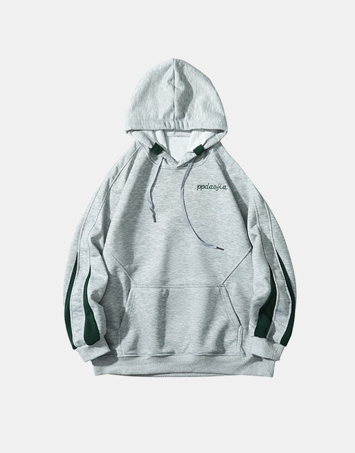 Forever Young Green Stripped Sleeves Hoodie ,  - Streetwear Hoodie - Slick Street
