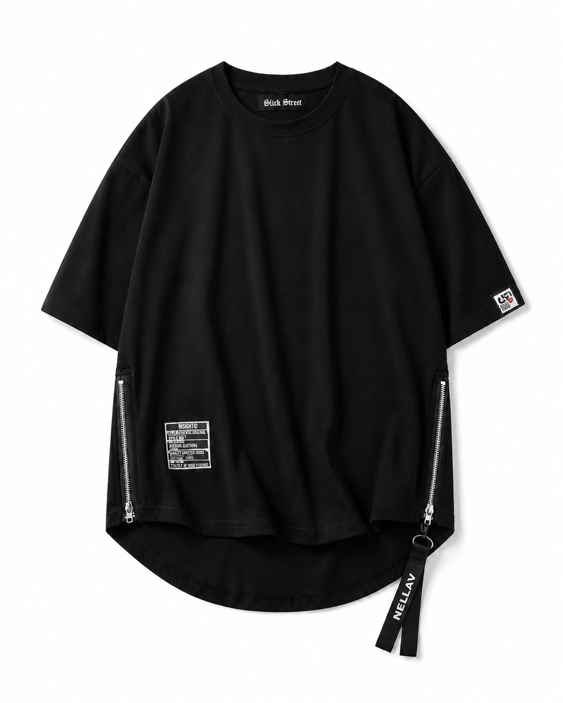 Basic Zip T-Shirt Black, XS - Streetwear T-Shirts - Slick Street
