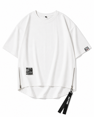Basic Zip T-Shirt White, XS - Streetwear T-Shirts - Slick Street