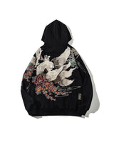 Fox Embroidered Hoodie Black, XS - Streetwear Hoodie - Slick Street