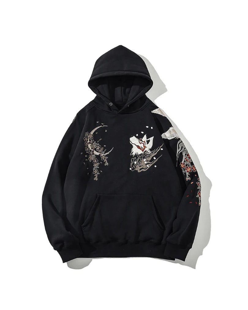 Fox Embroidered Hoodie , - Streetwear Hoodie - Slick Street