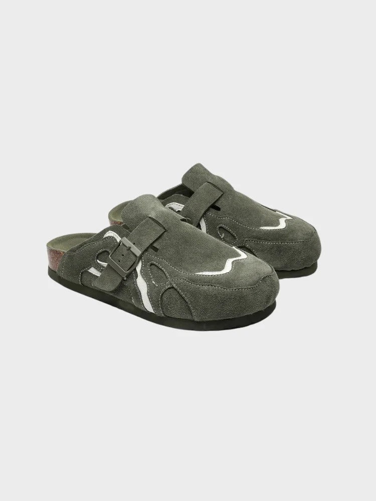 Oasis Suede Clogs Army Green, 36 - Streetwear Shoes - Slick Street