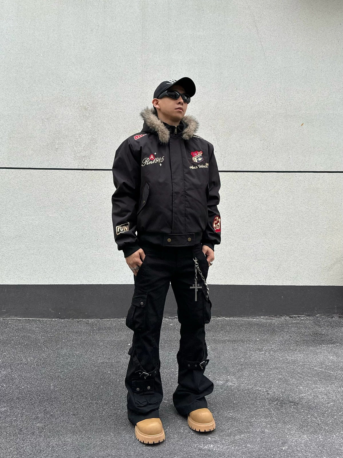 Ares 1985 Fur Hood Bomber Jacket , - Streetwear Jacket - Slick Street