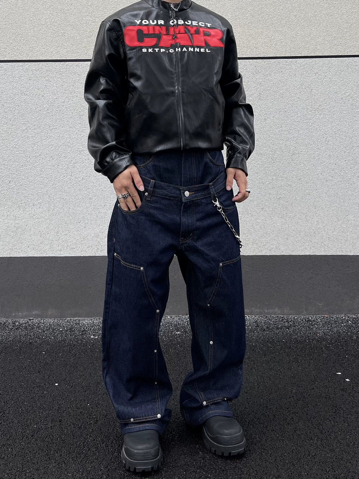 Double Waist Carpenter Jeans , - Streetwear Jeans - Slick Street