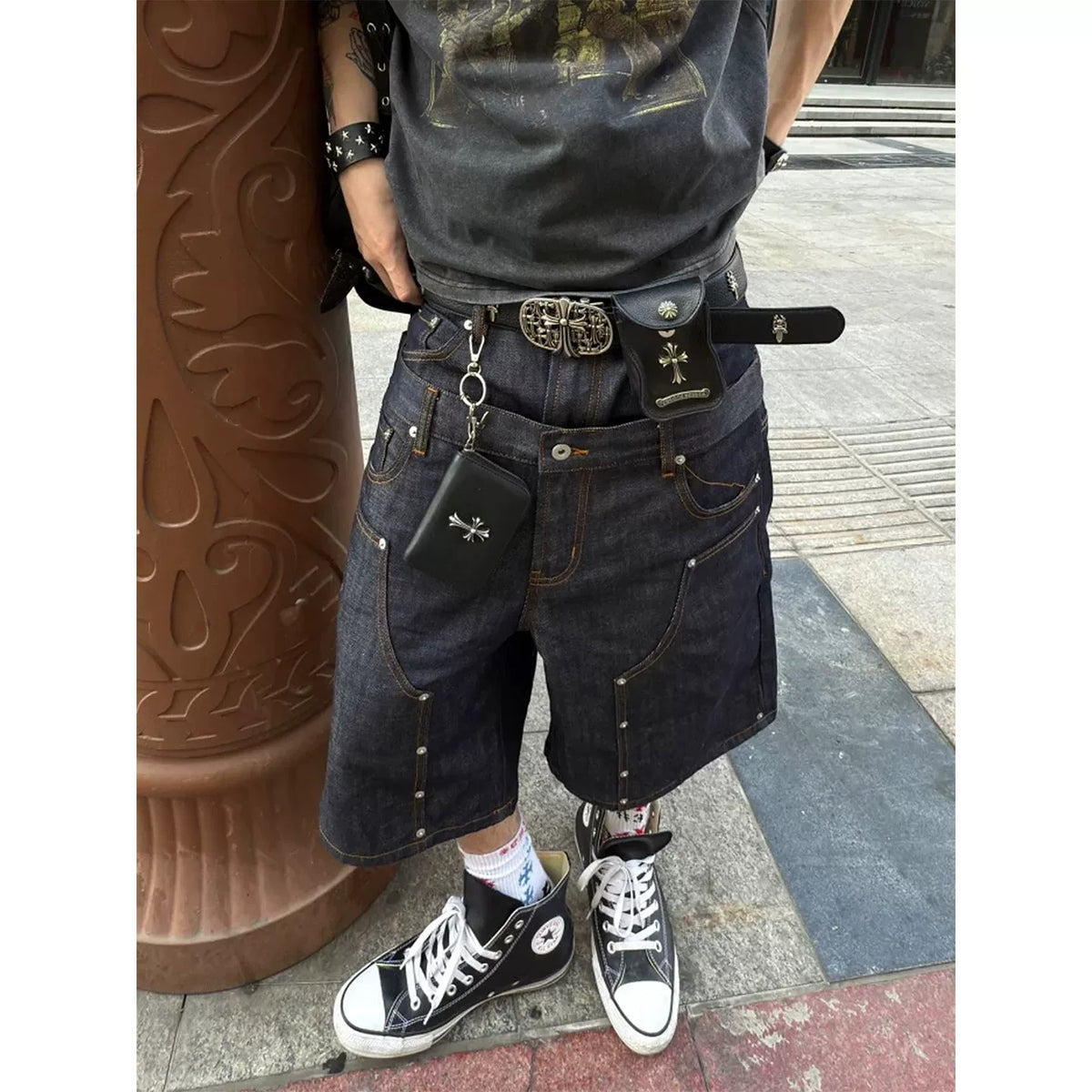 Boxy Raw Denim Shorts , - Streetwear Shorts - Slick Street