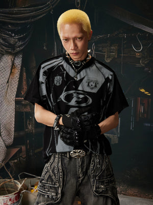 Mosaic Loose Sports Jersey , - Streetwear T-Shirts - Slick Street