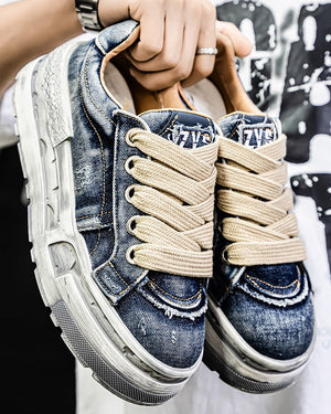 Washed Denim Low - Stonewash , - Streetwear Shoes - Slick Street