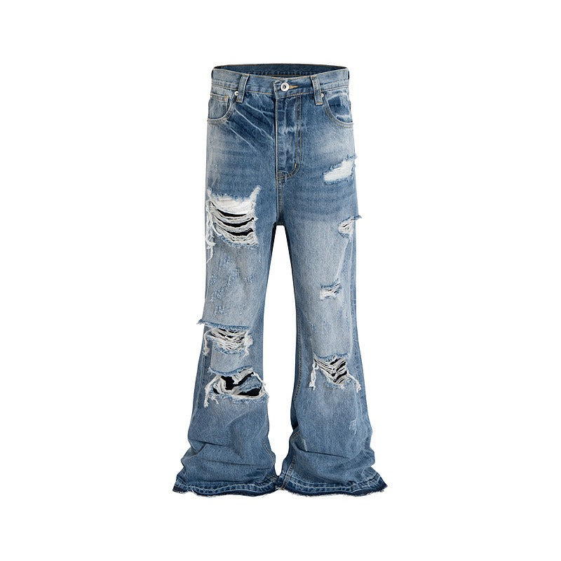 Distressed KP26 Baggy Flared Jeans , - Streetwear Jeans - Slick Street