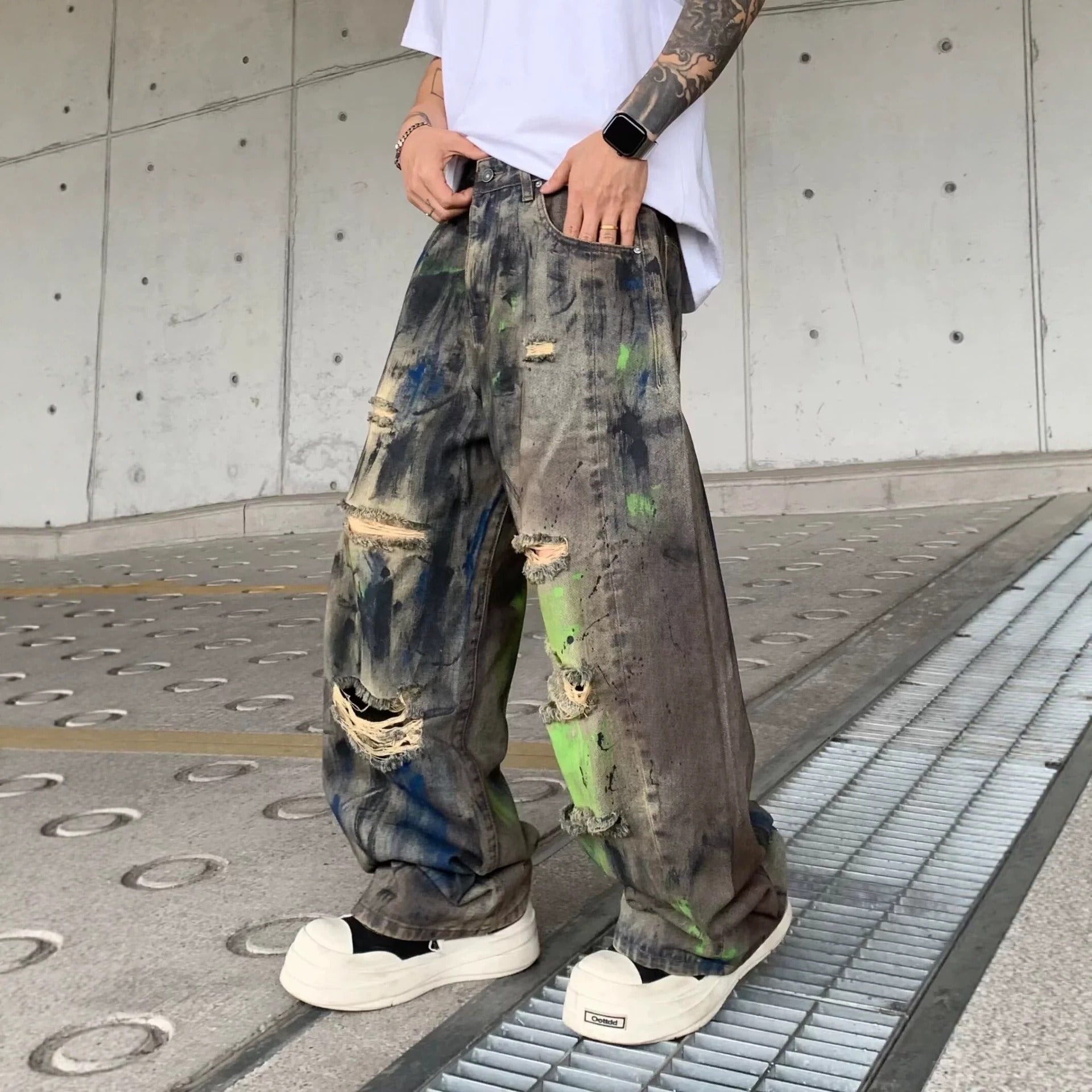 Toxic Canvas Distressed Jeans , - Streetwear Jeans - Slick Street