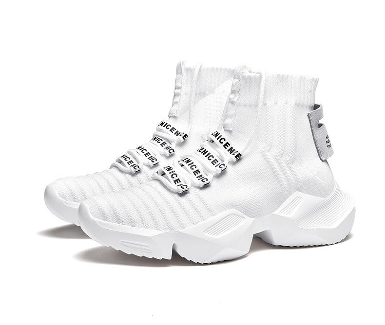 Nova Sock Runners - Triple White , - Streetwear Shoes - Slick Street