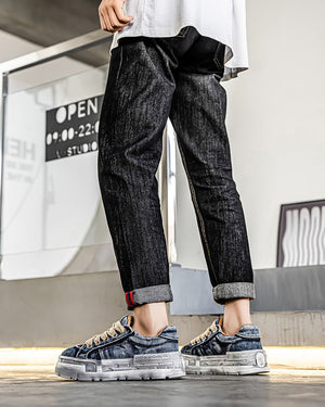 Washed Denim Low - Stonewash , - Streetwear Shoes - Slick Street