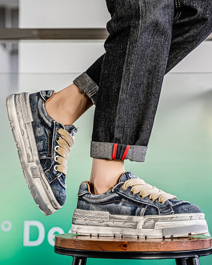 Washed Denim Low - Stonewash , - Streetwear Shoes - Slick Street