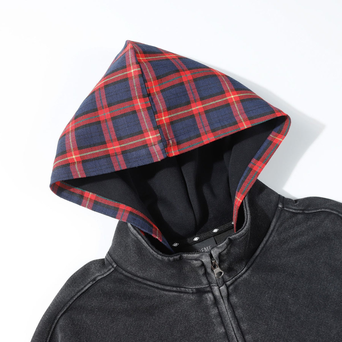Plaid Hood Zip Hoodie , - Streetwear Hoodie - Slick Street