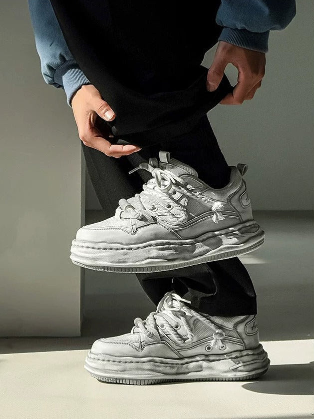 Wraith Low - Distressed White , - Streetwear Shoes - Slick Street