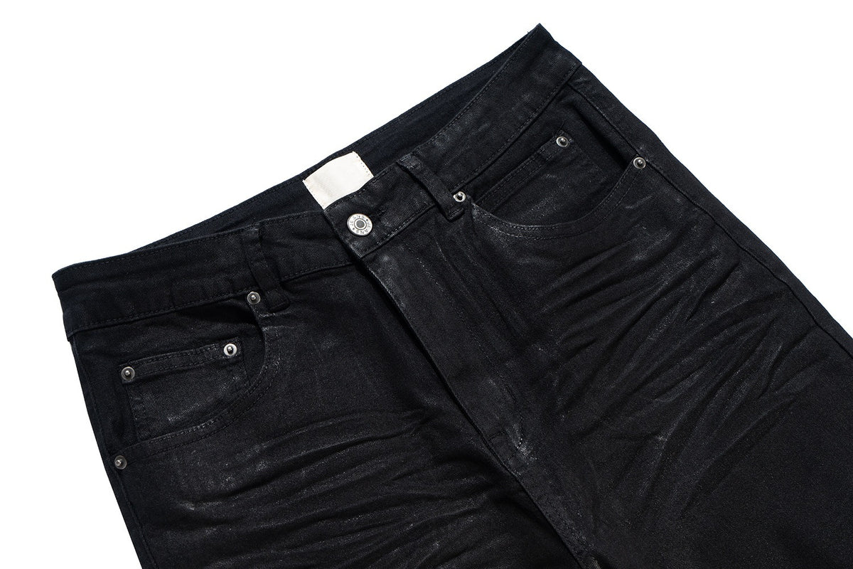 Obsidian Coated Flare Jeans , - Streetwear Jeans - Slick Street