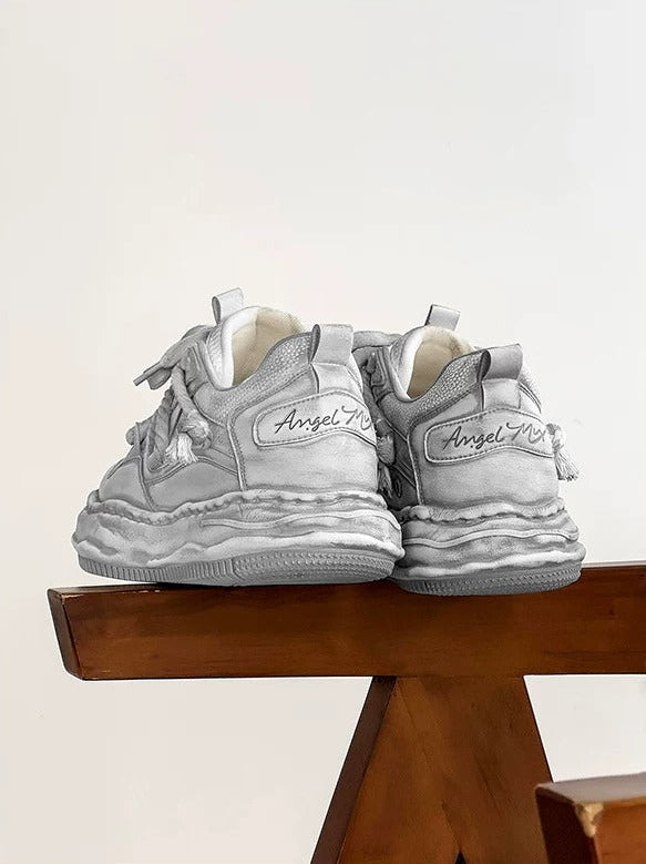 Wraith Low - Distressed White , - Streetwear Shoes - Slick Street