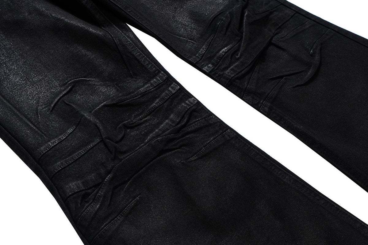 Obsidian Coated Flare Jeans , - Streetwear Jeans - Slick Street