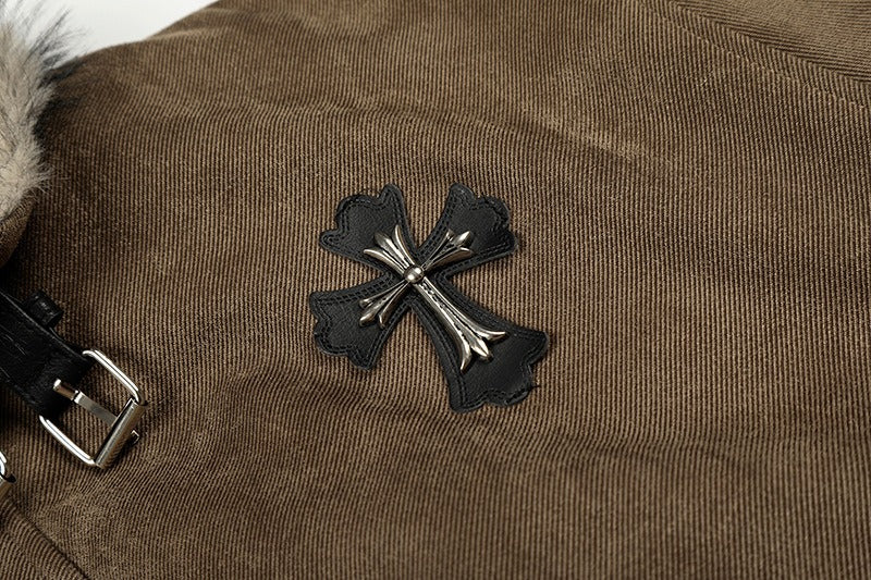 Faux Fur Shearling Cross Jacket , - Streetwear Jacket - Slick Street