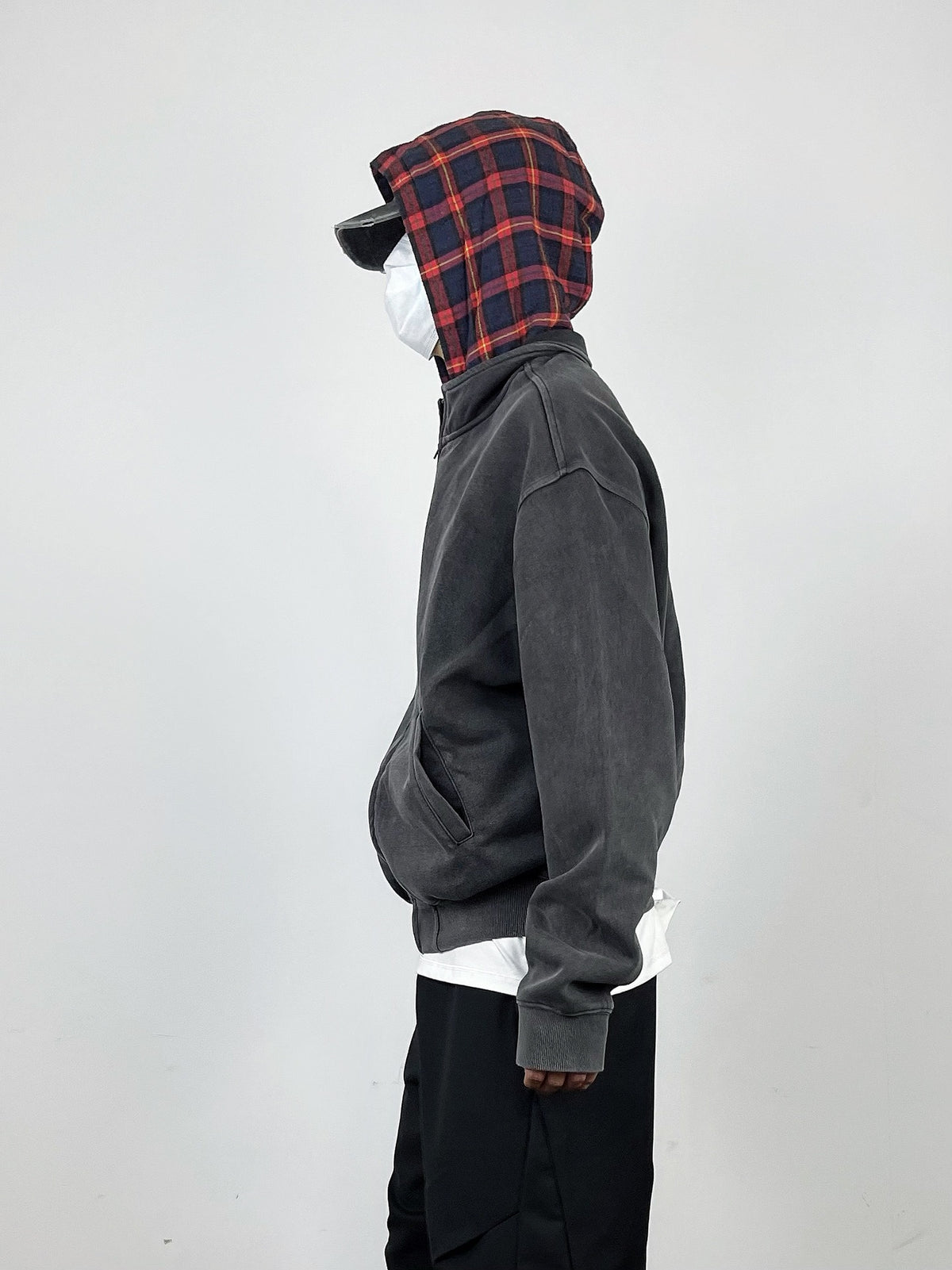 Plaid Hood Zip Hoodie , - Streetwear Hoodie - Slick Street