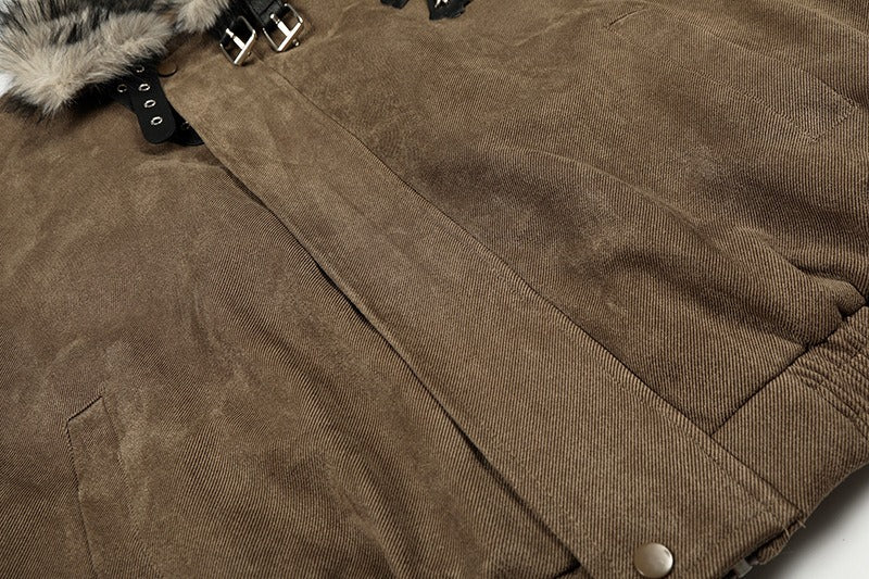 Faux Fur Shearling Cross Jacket , - Streetwear Jacket - Slick Street