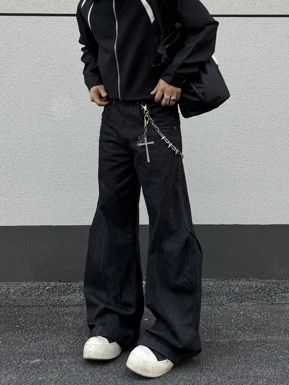 Baggy Black Raw Denim Jeans