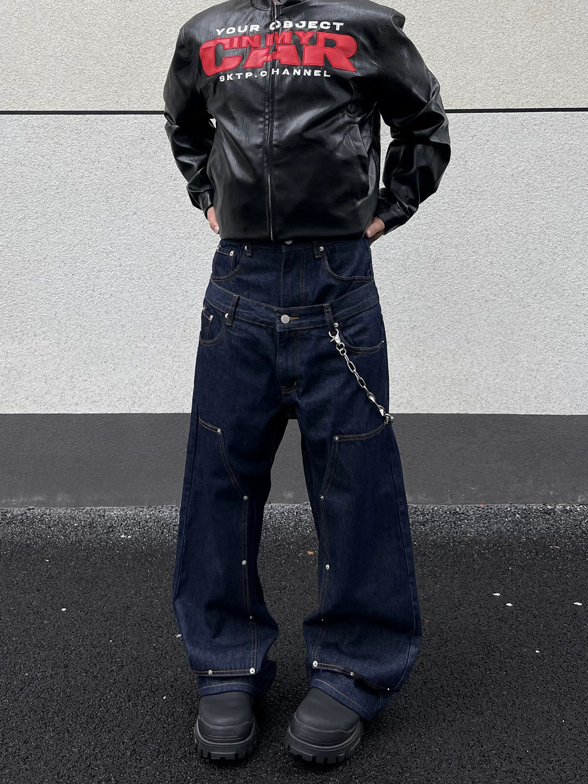 Double Waist Carpenter Jeans Royal Blue, 28 - Streetwear Jeans - Slick Street