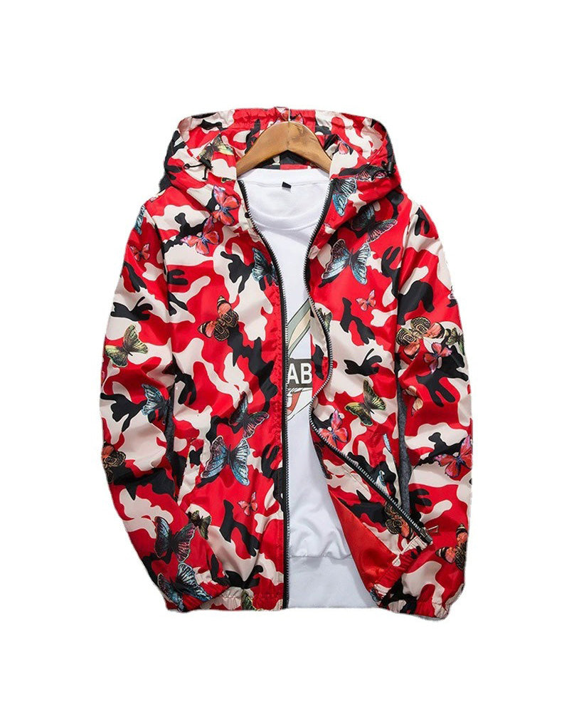 Nocturne Camo Windbreaker Red, XS - Streetwear Jacket - Slick Street