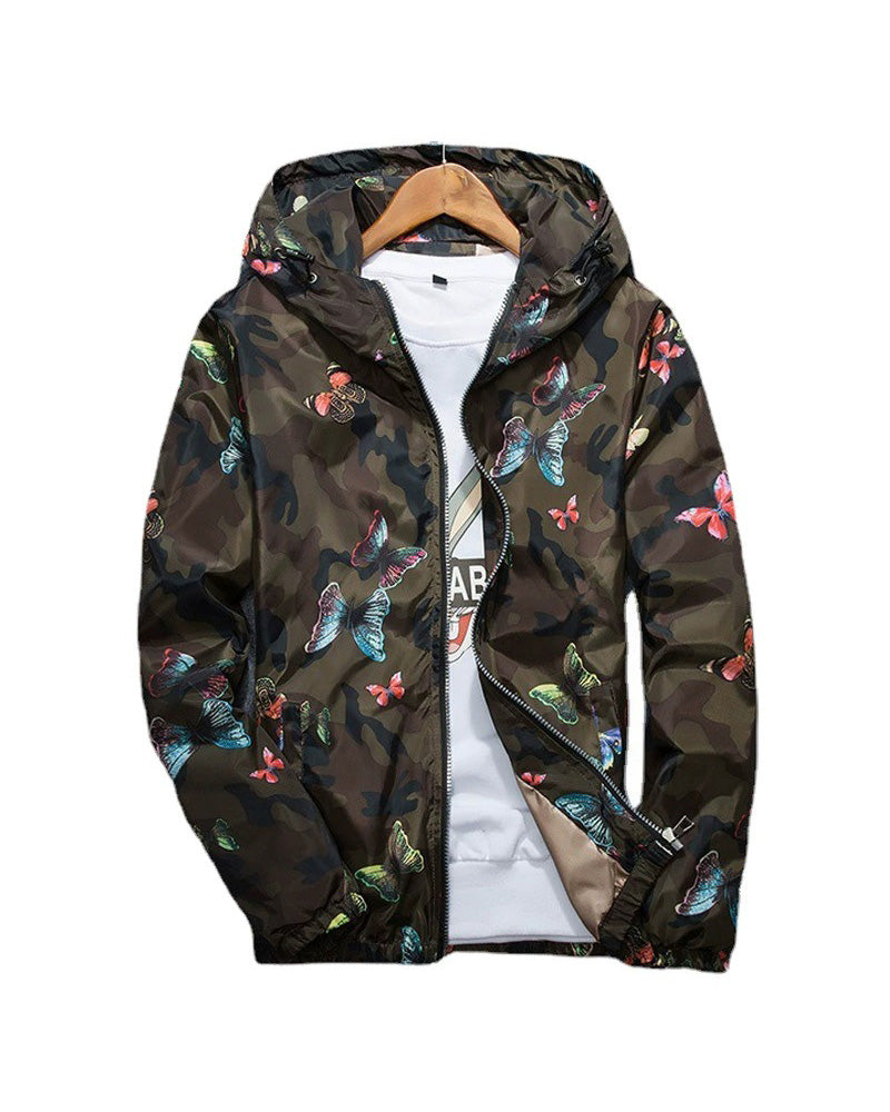 Nocturne Camo Windbreaker Brown, XS - Streetwear Jacket - Slick Street