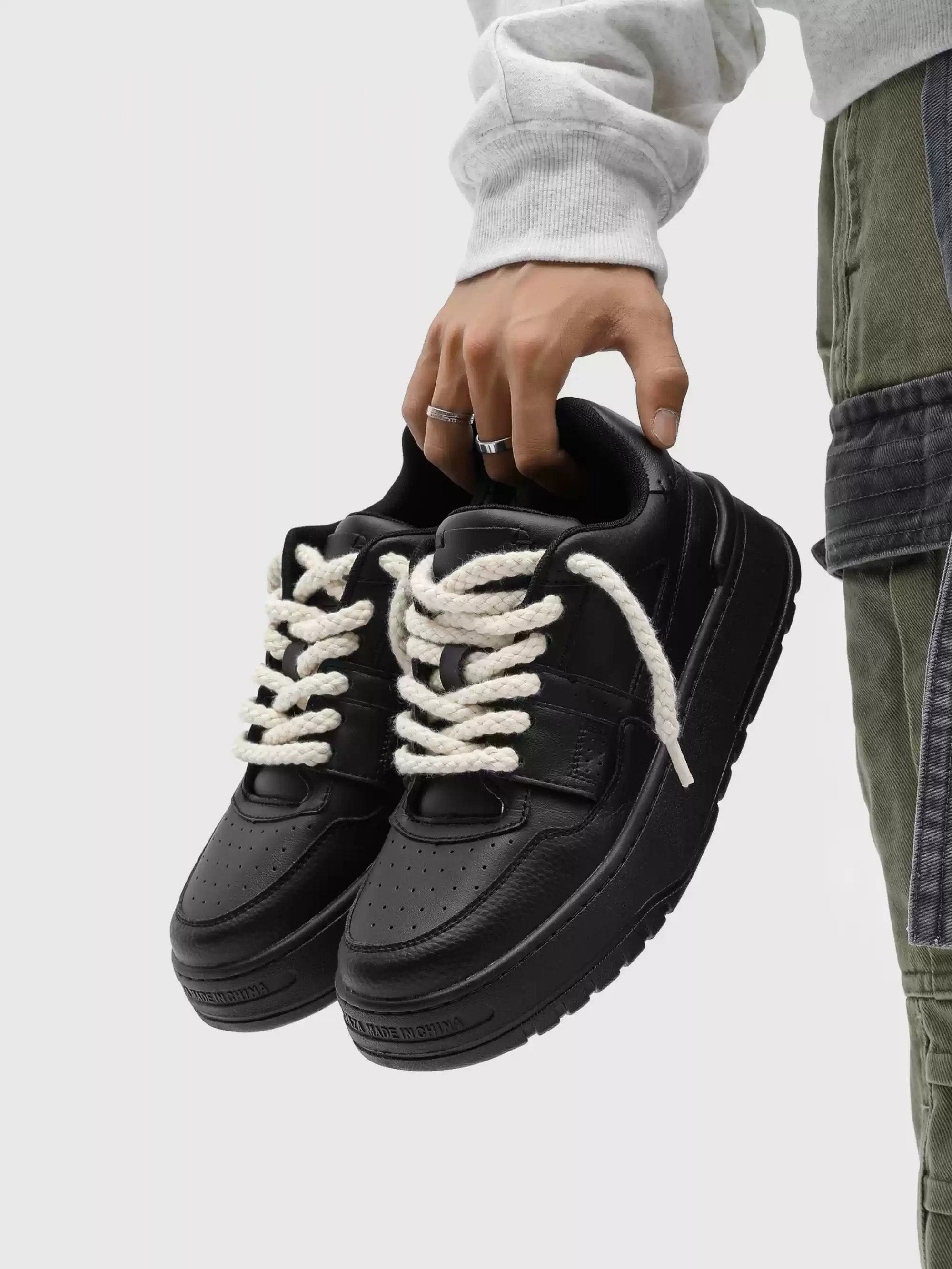Rope Court Low - Deep Black , - Streetwear Shoes - Slick Street