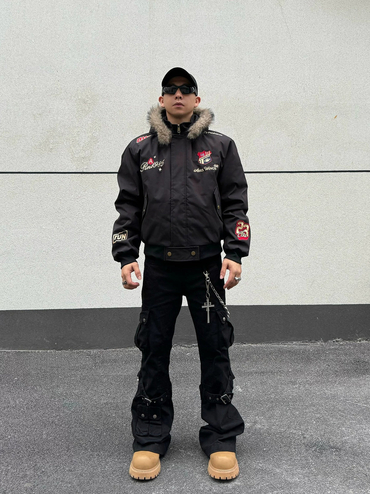 Ares 1985 Fur Hood Bomber Jacket , - Streetwear Jacket - Slick Street