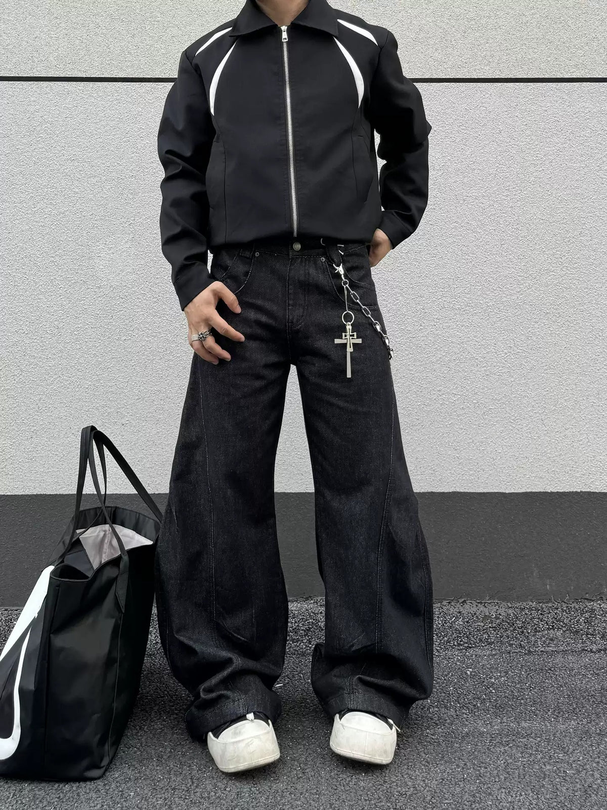 Baggy Black Raw Denim Jeans