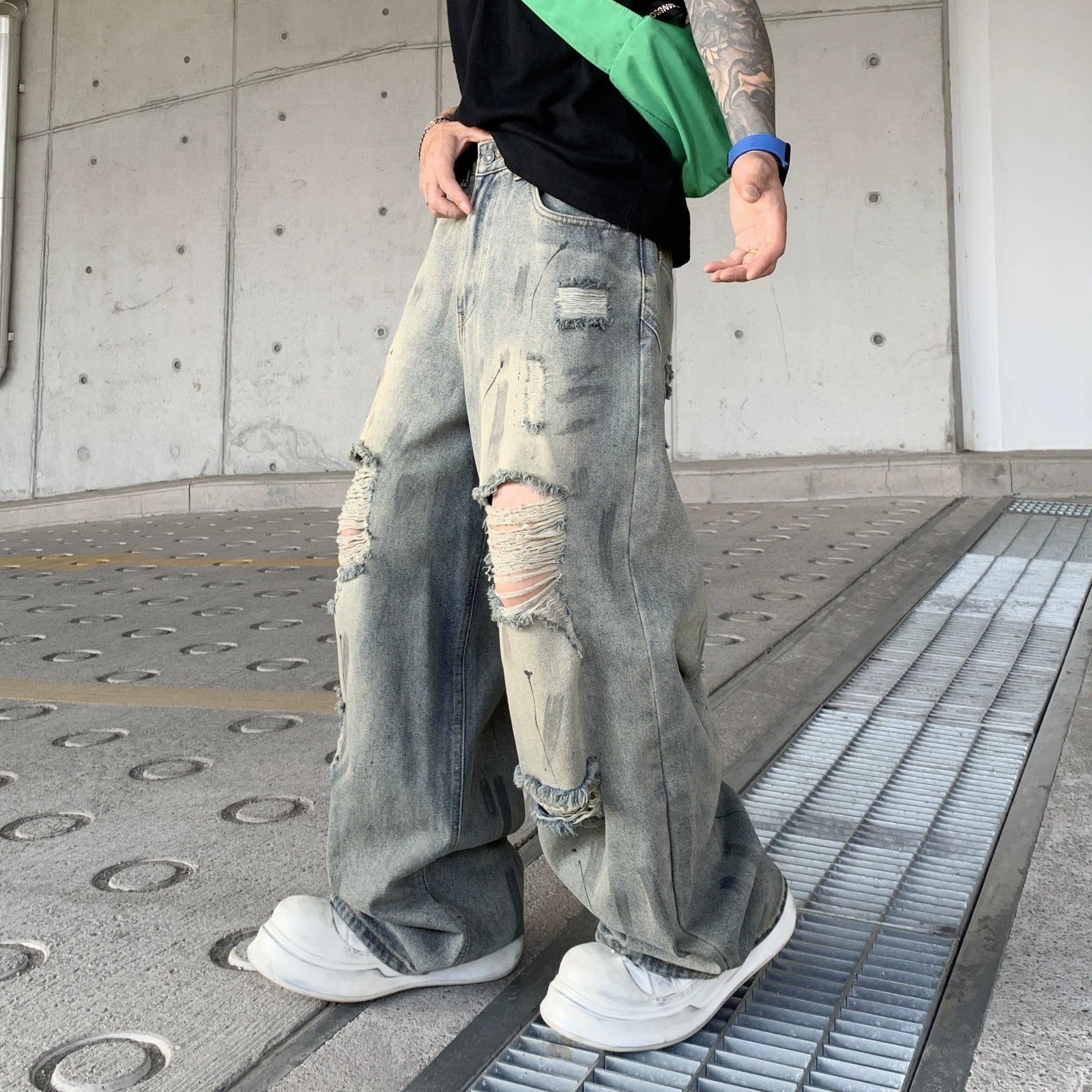Bleachout Destroyed Jeans , - Streetwear Jeans - Slick Street
