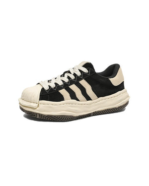 SP1 Striped Board Sneakers Black, 36 - Streetwear Shoes - Slick Street