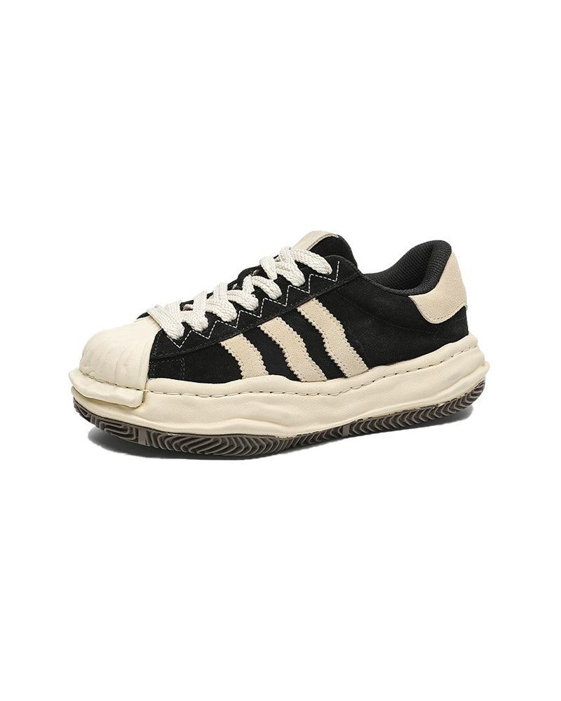 SP1 Striped Board Sneakers Black, 36 - Streetwear Shoes - Slick Street