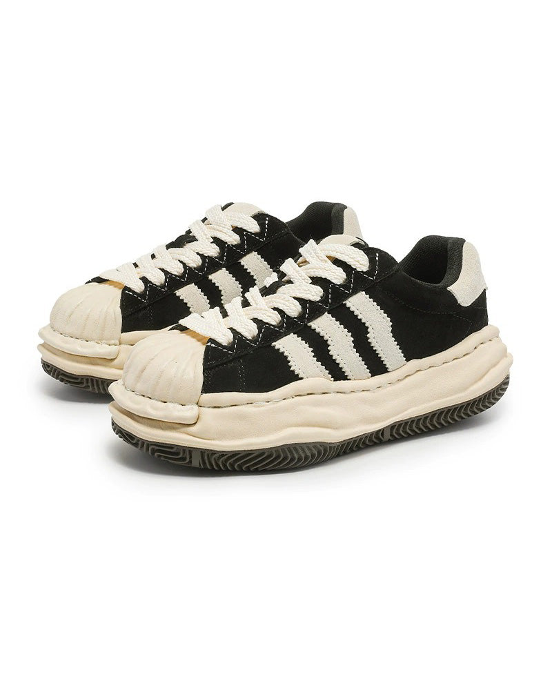 Ripple Suede Sneakers - Black , - Streetwear Shoes - Slick Street