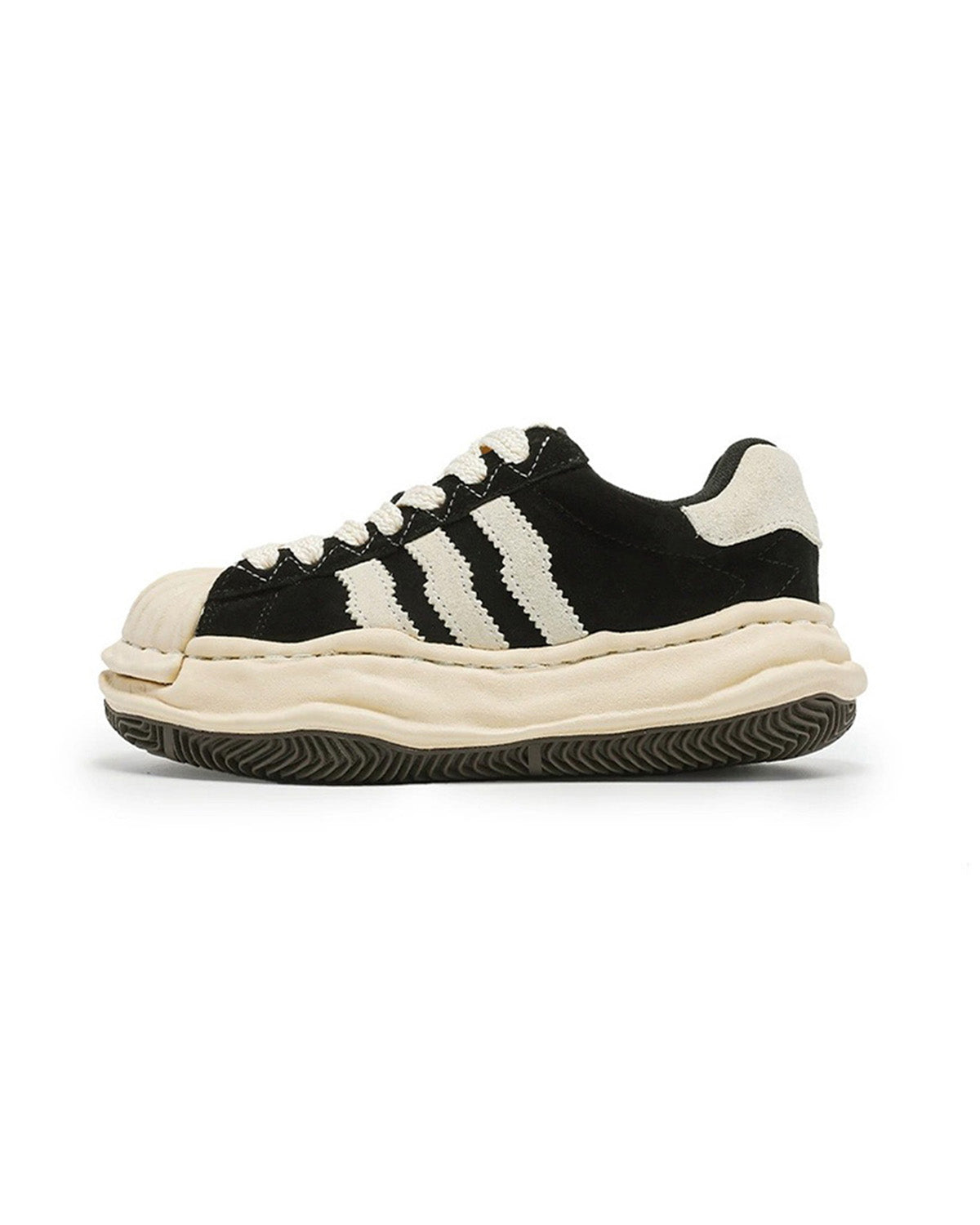 Ripple Suede Sneakers - Black Black, 36 - Streetwear Shoes - Slick Street