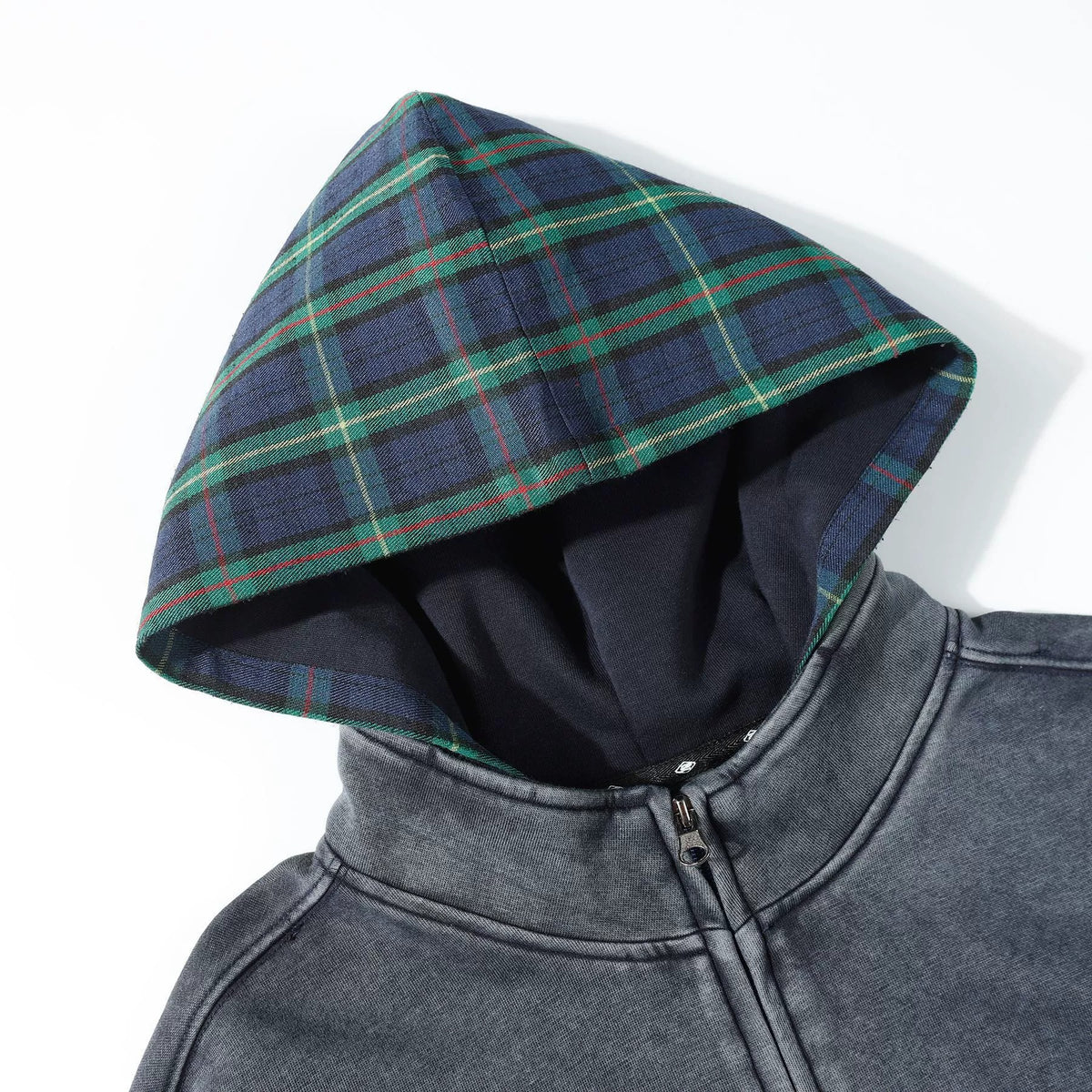Plaid Hood Zip Hoodie , - Streetwear Hoodie - Slick Street