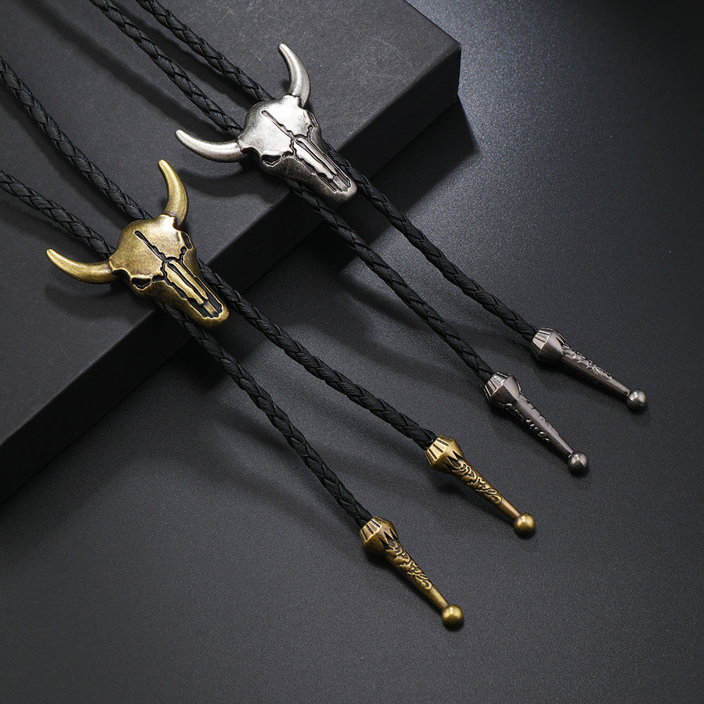 Bull Head Bolo Tie Necklace