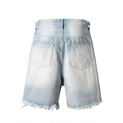 Washed Distressed Denim Shorts