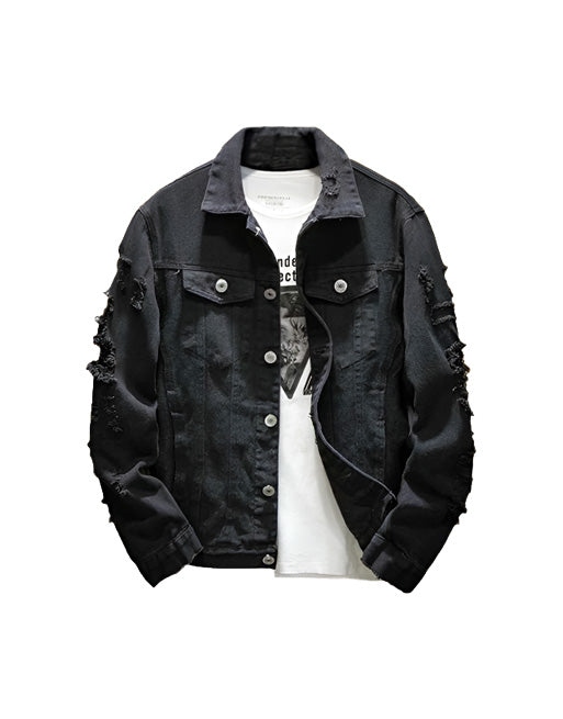 Distressed Denim Jacket , - Streetwear Jacket - Slick Street