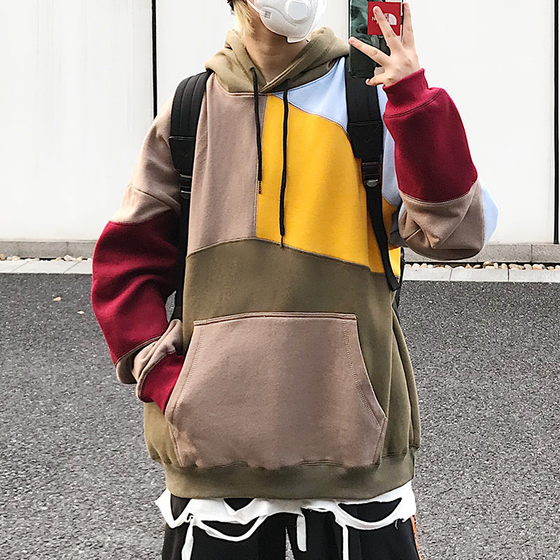 Contrast Patchwork Hoodie ,  - Streetwear Hoodie - Slick Street