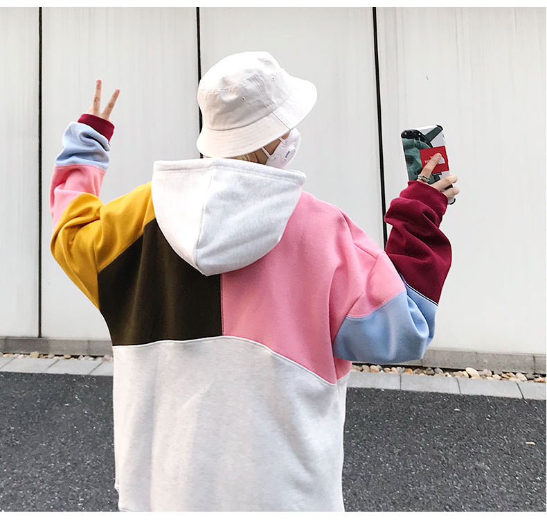 Contrast Patchwork Hoodie ,  - Streetwear Hoodie - Slick Street