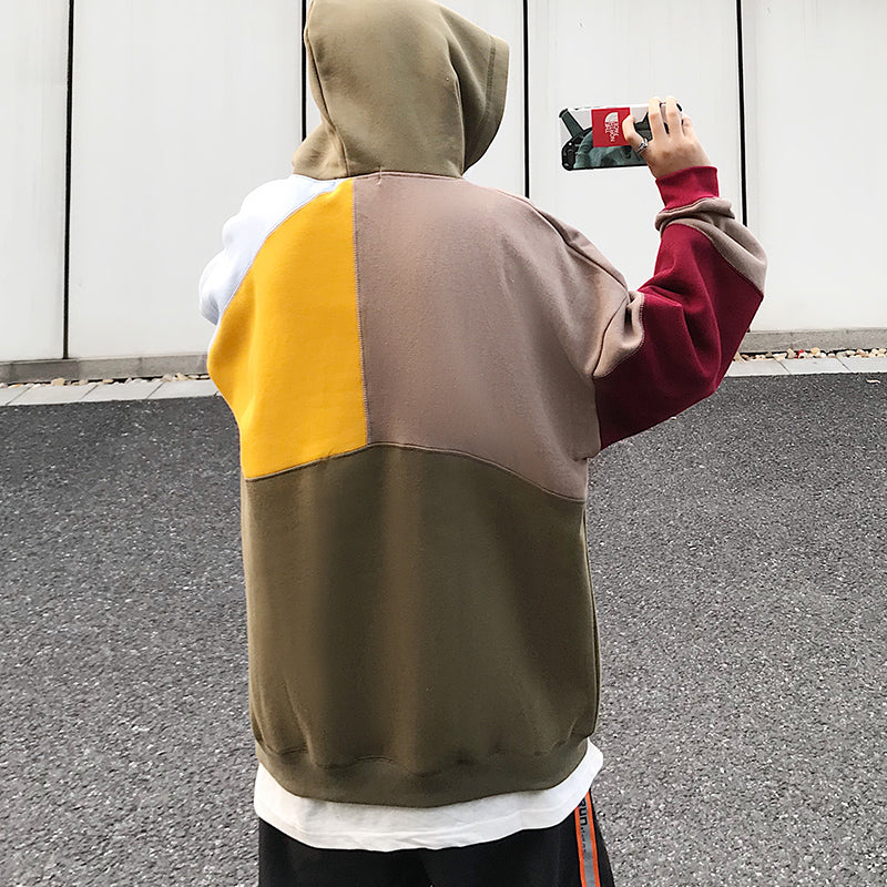Contrast Patchwork Hoodie ,  - Streetwear Hoodie - Slick Street