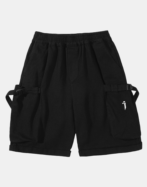 i Strap Shorts Black, XS - Streetwear Shorts - Slick Street